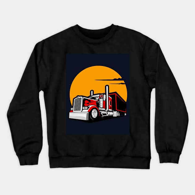 BIG RIG IN THE SUNSET Crewneck Sweatshirt by Big G's Big truck tees and stuff